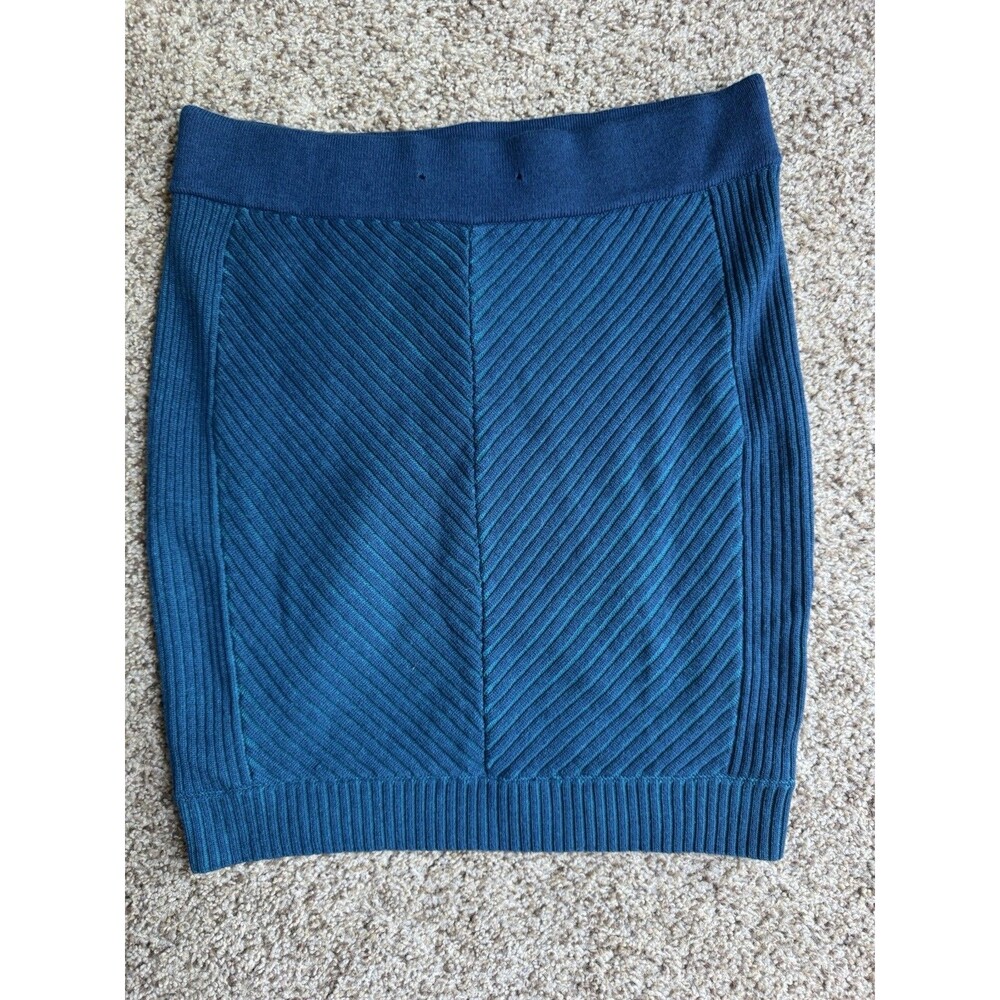 Title Nine Merino Wool Blend Sweater Skirt XS Blue Teal Hidden Zip Pocket